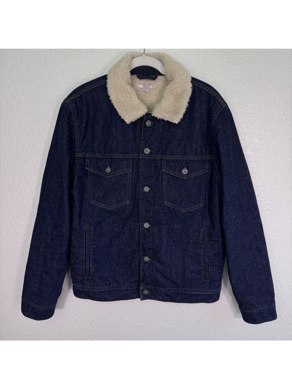 Wallace & Barnes Jacket Mens Medium Sherpa Lined Kaihara Japanese Denim Coat M